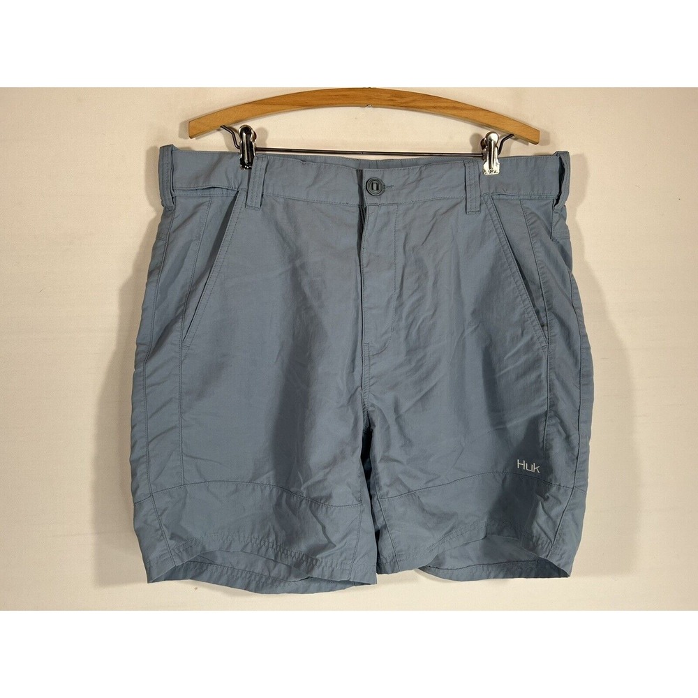Huk Fishing Shorts Mens 2XL Blue Performance Flat Front Outdoor Angler